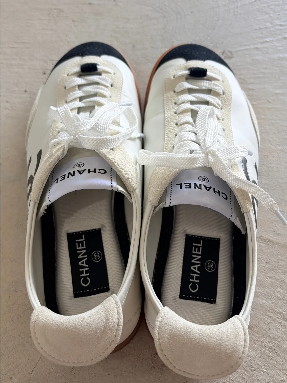 Chanel embossed suede leather sneakers 39